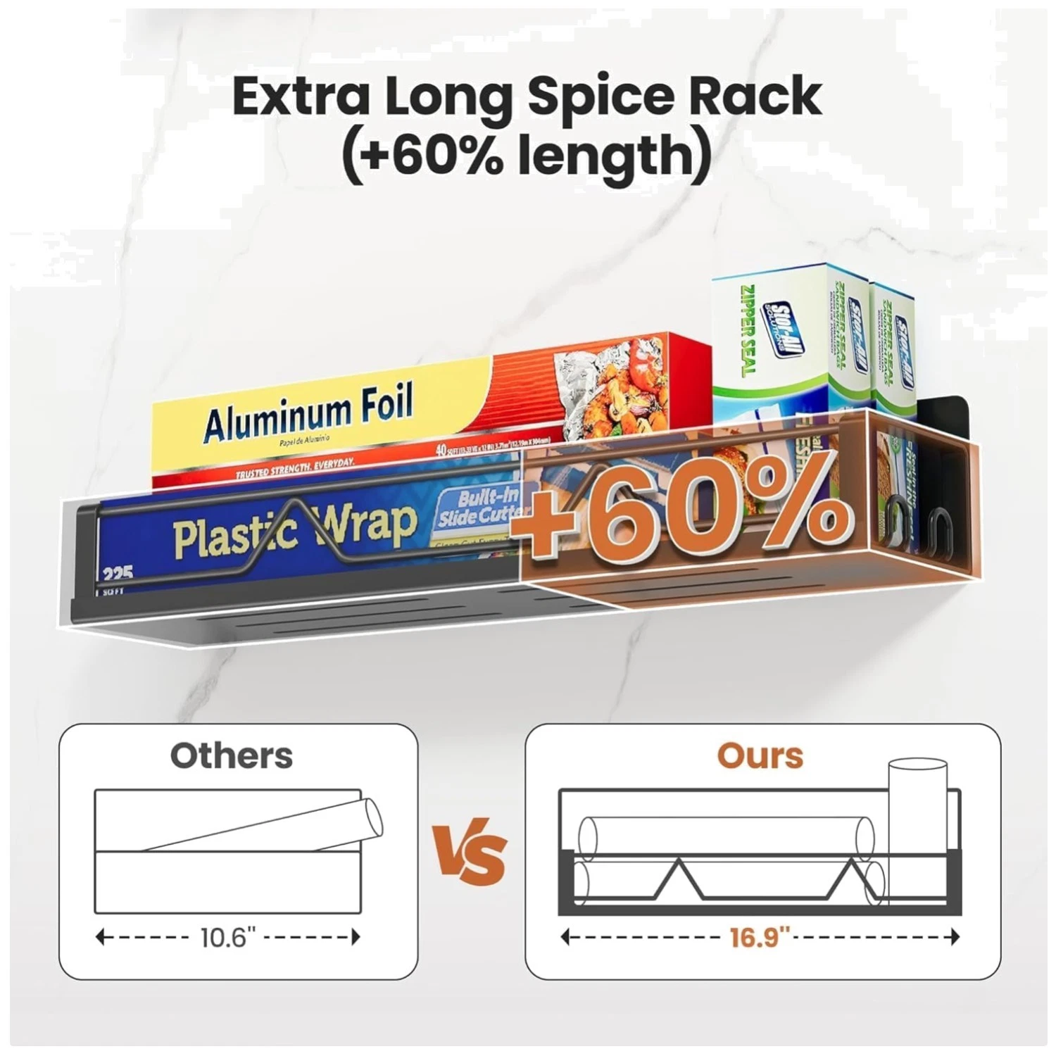 Magnetic Spice Rack for Refrigerator - Set of 6 Shelves