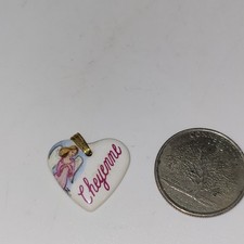 Cheyenne Heart Shaped Kiln Fired Porcelain Metal Bail Pendant  Angel graphic