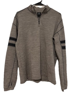 Kuhl Merino Wool Team 1/4 Zip Mens Large Pullover Grey Hiking Casual