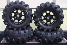 YAMAHA GRIZZLY 550 26" EXECUTIONER ATV TIRE & COBRA BLK WHEEL KIT IRS1CA