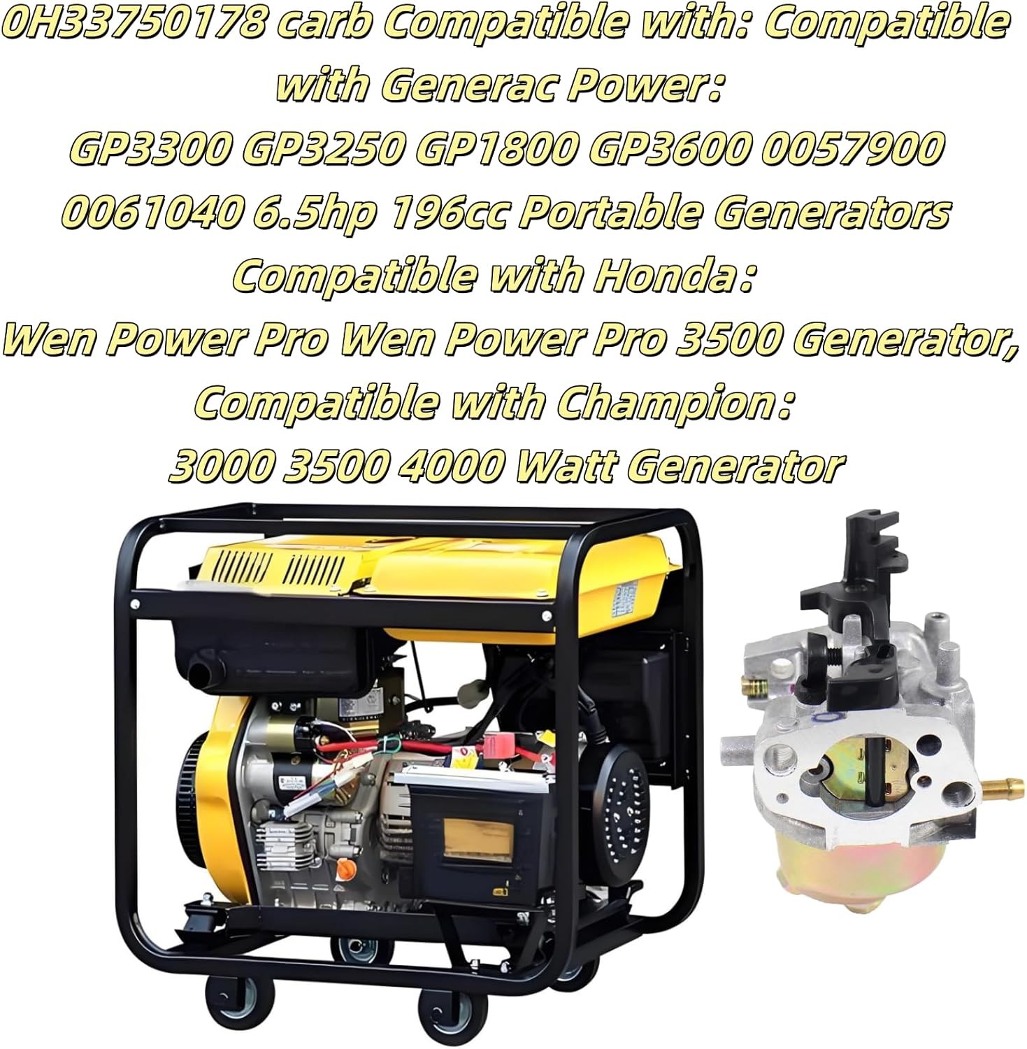 Carburetor For Generac Power 6431-0 0064310 GP3300 Portable Generator MANUAL