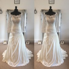 Vintage Wedding Dresses Off The Shoulder Lace Long Sleeves Ruched Bridal Gowns