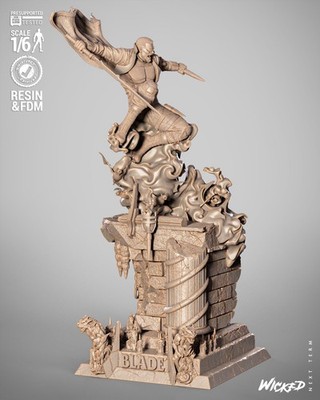 3D gedruckte 16K Wicked Blade Skulptur Maßstab 1:6 unbemalt Fan Made
