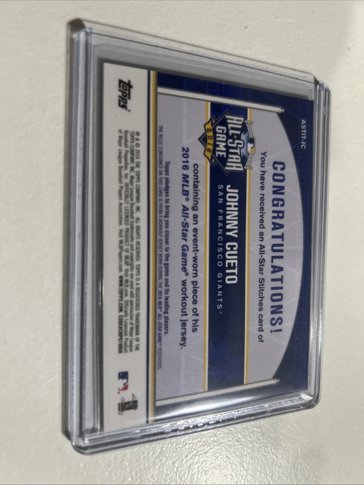 Actualización Topps All-Star Stitches Platinum Johnny Cueto 2016 1/1 Foto 3 de 3