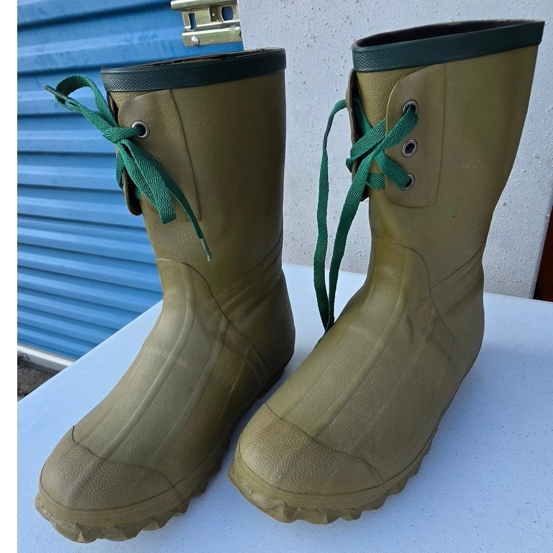 Servus by Honeywell Insulated Rubber Rain Boots Olive Green Lace Up Size 5