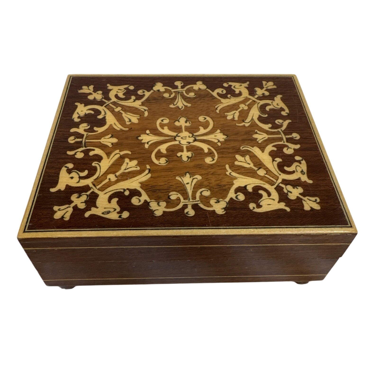 Reuge "Try to Remember" Swiss Musical Movement Wooden Jewelry Box Marquetry