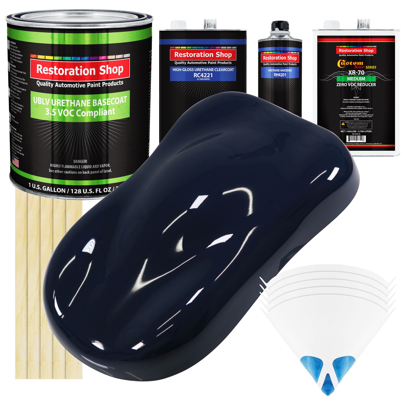 Midnight Blue Gallon Low VOC Urethane Basecoat Clearcoat Auto Paint Kit