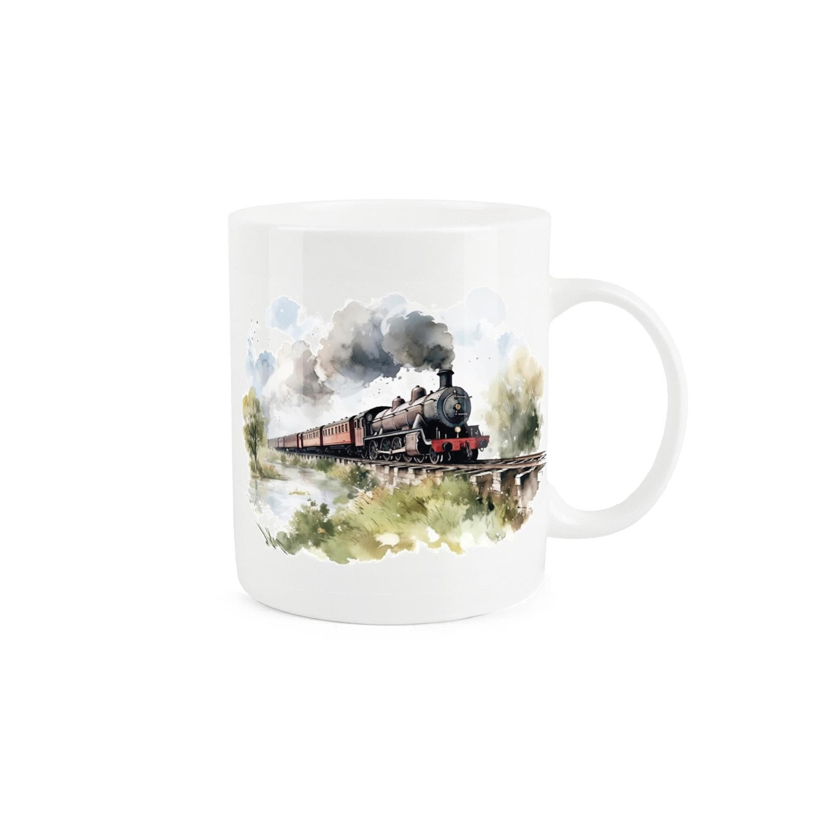 British Steam Train Mug - Bone China Tea/Coffee Cup Shrubbery Gift