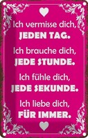 Blechschild 30X20 Cm Ich Vermisse Dich Jeden Tag Dekoration Spruch Zitat Deko Ge