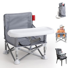 Portable Booster Seat Foldable Baby High Chair with Removable Tray Carry Bag