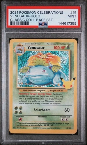 Pokémon Venusaur 15/102 Celebrations Classic Collection Holo Rare PSA 9 2021
