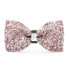 Rhinestone Bow Ties for men, Adjustable Length Sequin Pre-Tied Bow Ties A-pink