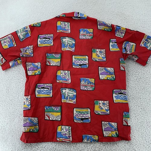 Vintage Islander Camp Shirt Mens L Rayon Blend Hawaiian Beach Surf Art USA 90s - Picture 5 of 8