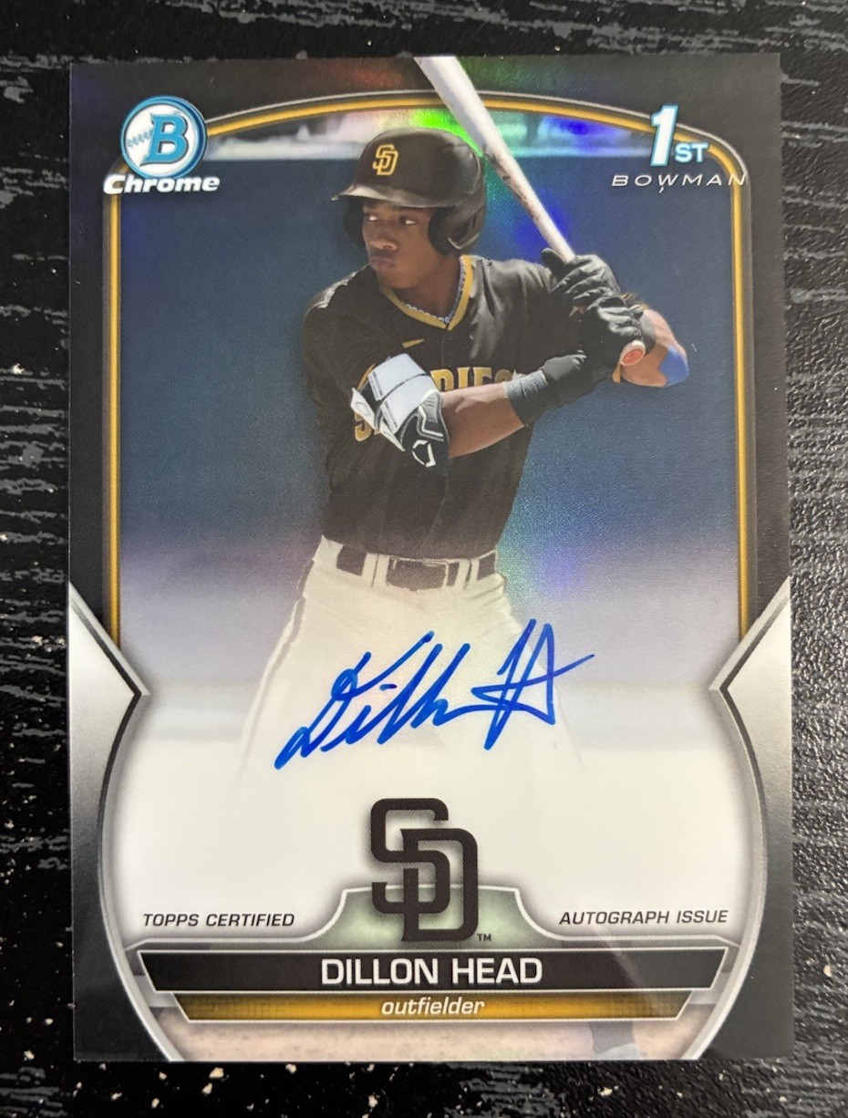 2023 Bowman Draft Chrome Autographs Dillon Head #CDA-DHE Black Refractor /75