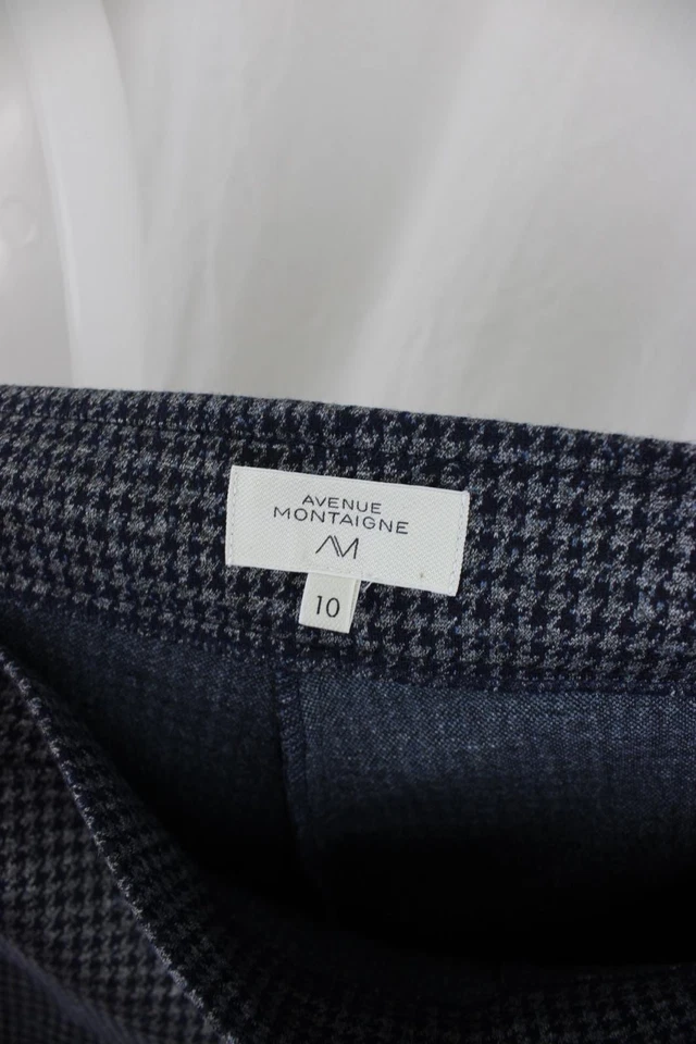 Pantalones Leo Avenue Montaigne Para Mujer Azul Marino Gris Estampado Cintura Elástica Talla 10 Foto 3 de 4