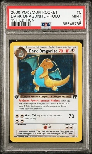 POKEMON 2000 DARK DRAGONITE-HOLO 1ST EDITION ROCKET #5 PSA 9