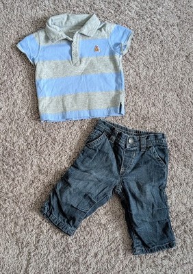 Boys Sz 3-6 Months Outfit  GAP Polo Bear Shirt with Old Navy Jeans VGUC
