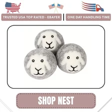 All Natural Organic Wool Dryer Balls Fabric Softner Reusable Large Ball, 3 Pack
