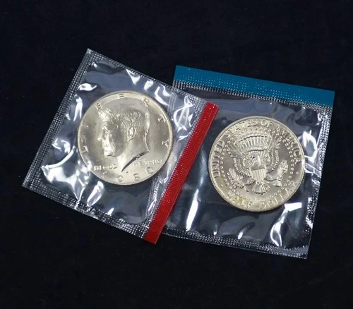 1980 P & D Kennedy US Mint BU Half Dollar 2  Coin Cello Set