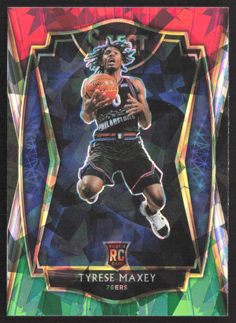 Tyrese Maxey 2020-21 Panini Select Red White Green Cracked Ice #174 RC