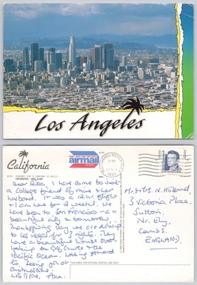 x03397 Luftaufnahme Los Angeles Kalifornien USA Postkarte 1993 Briefmarke