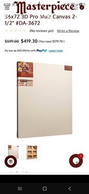 Masterpiece 3D Stretched Linen Canvas 37'' x 61'' Rectangular 2.5''
