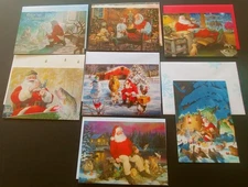 "Moments With Santa" (7) Leanin Tree Christmas, New Yr Cards, With (7) Envelopes