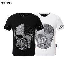 Image of NWT Philipp Plein Animal Diamond Emblem Black/White Merino T-shirt