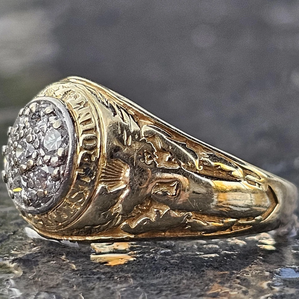 USMA Military West Point Diamond Signet Ring Bailey Banks Biddle 14k 7.5g sz 6.5 - Image 4 of 4