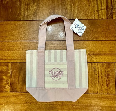 #ad Limited Edition Trader Joe’s Striped Mini Tote Bag Pastel Pink New with Tags $9.00