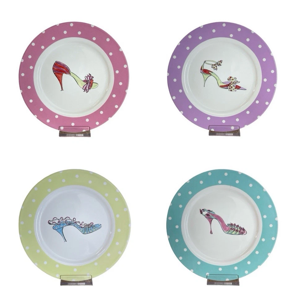 Rosanna Stiletto Haute couture Shoe Heels Salad lunch Plates, Set Of 8 unused - Image 3 of 4
