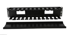 2U Horizontal Rack Mount Cable Management Unit with Panel Plastic 19"