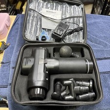 Deep Tissue Cordless Massage Gun Black With Case 6 Massage Heads Works.