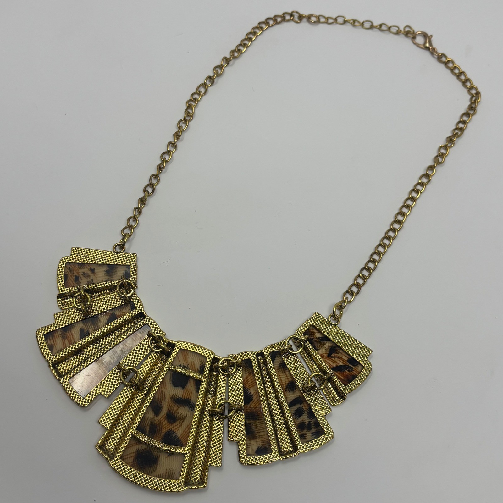 Chic Leopard Print Statement piece Necklace Gold … - image 6