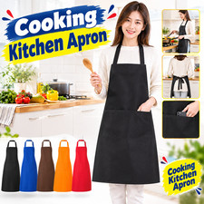 Kitchen Chef Bib Apron Cooking 2 Pockets Waterproof Butcher Catering Restaurant