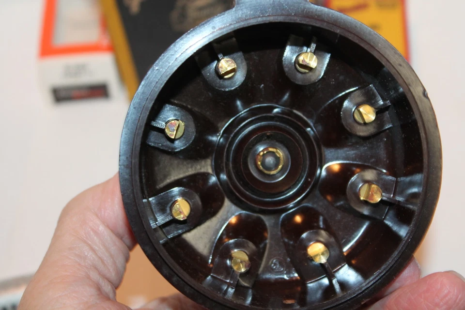 1933-1936 Pontiac 8 tapa de inserción de latón rojo pardusco, rotor, puntos nuevos, condensador Foto 4 de 4