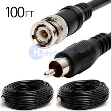 2x 100 FT BNC to RCA Male to Male Cable RG59U Coaxial 75ohm 100 FT