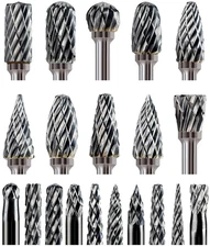 20 Pcs Carbide Burr Bits, 1/8" Shank, for Dremel, Metal Grinding, Wood Carving