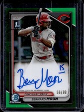 2024 Bowman Chrome Bernard Moon Prospect Auto Green Refractor #/99 Reds