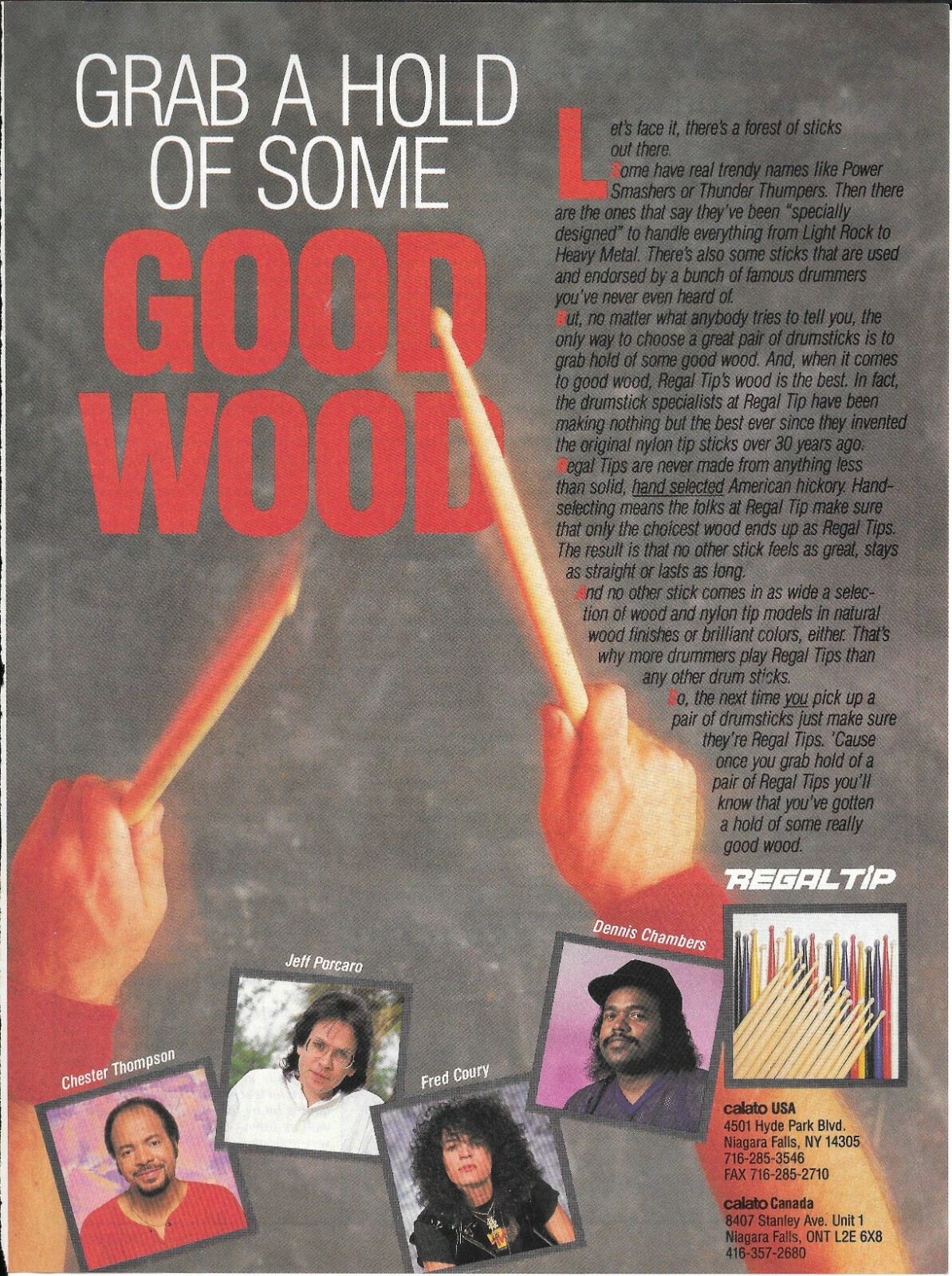 REGAL TIP Drumsticks Jeff Porcaro / Fred Coury / Chambers 1989