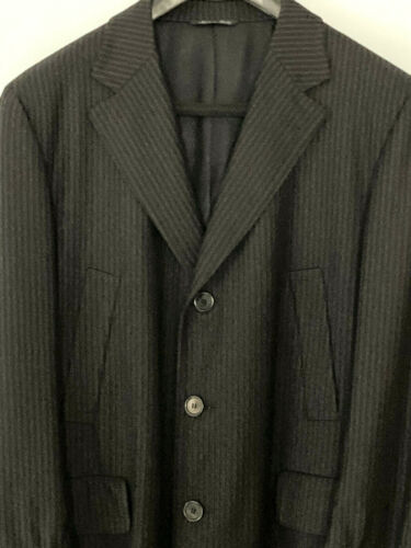 NEW CANALI Men's Wool Coat Overcoat 44R Insulated Black Tonal Stripe VINTAGE - Picture 2 of 9