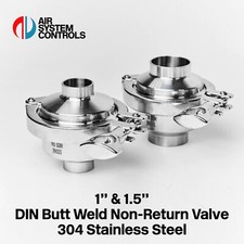 DIN Butt Weld Non-Return Valve, 304 Stainless, Hygienic, Food, Dairy, Brewery