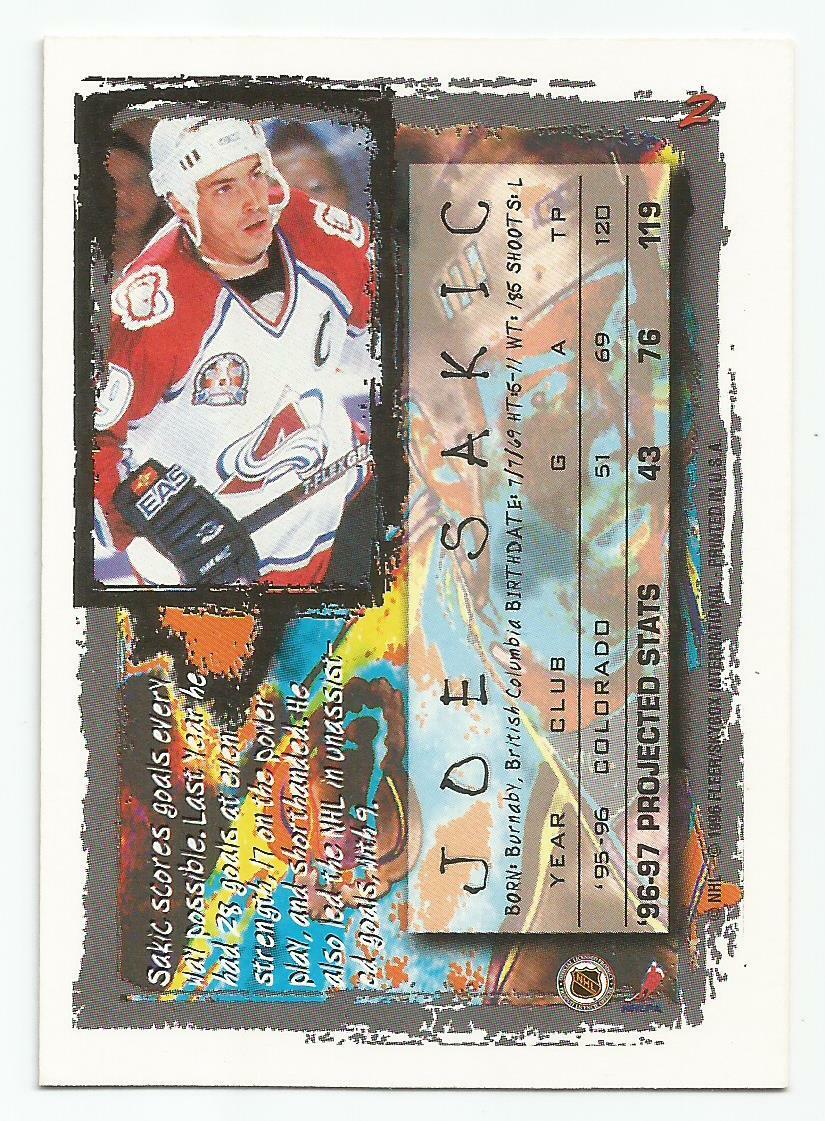 JOE SAKIC 1996-97 FLEER PICKS CARD NEAR MINT+ CONDITION COLORADO