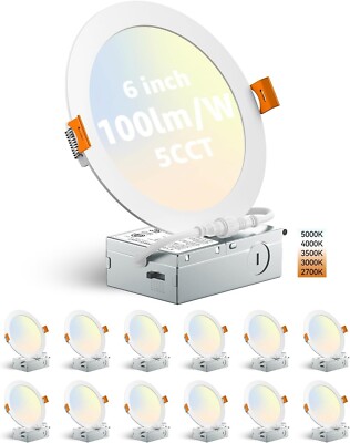 Ceiling Light with Junction Box 5CCT Selectable Dimmable Recessed Lighting
