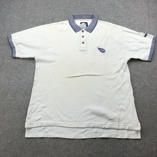 Vintage Tennessee Titans Polo Shirt Men Medium White Short Sleeve Embroidered