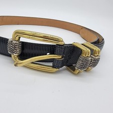 Brighton Belt Women's Snake Embossed Black Leather Two Tone Hardware Sz M