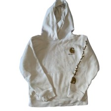 Carhartt Hoodie Kids Size Small Tan/Cream Long Sleeve Pullover Kangaroo Pockets