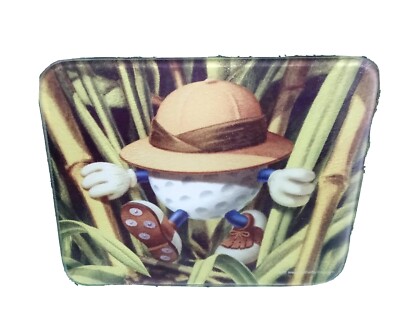 Golf Ball Looking For His Ball Glass Cutting Board Trivet 10'' x 8'' Safari Hat