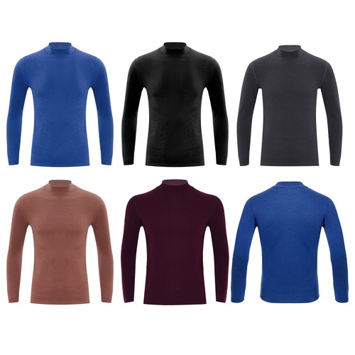 Men's Thermal Underwear Long Sleeve Base Top Layer Shirts Turtleneck Undershirt - Picture 4 of 115