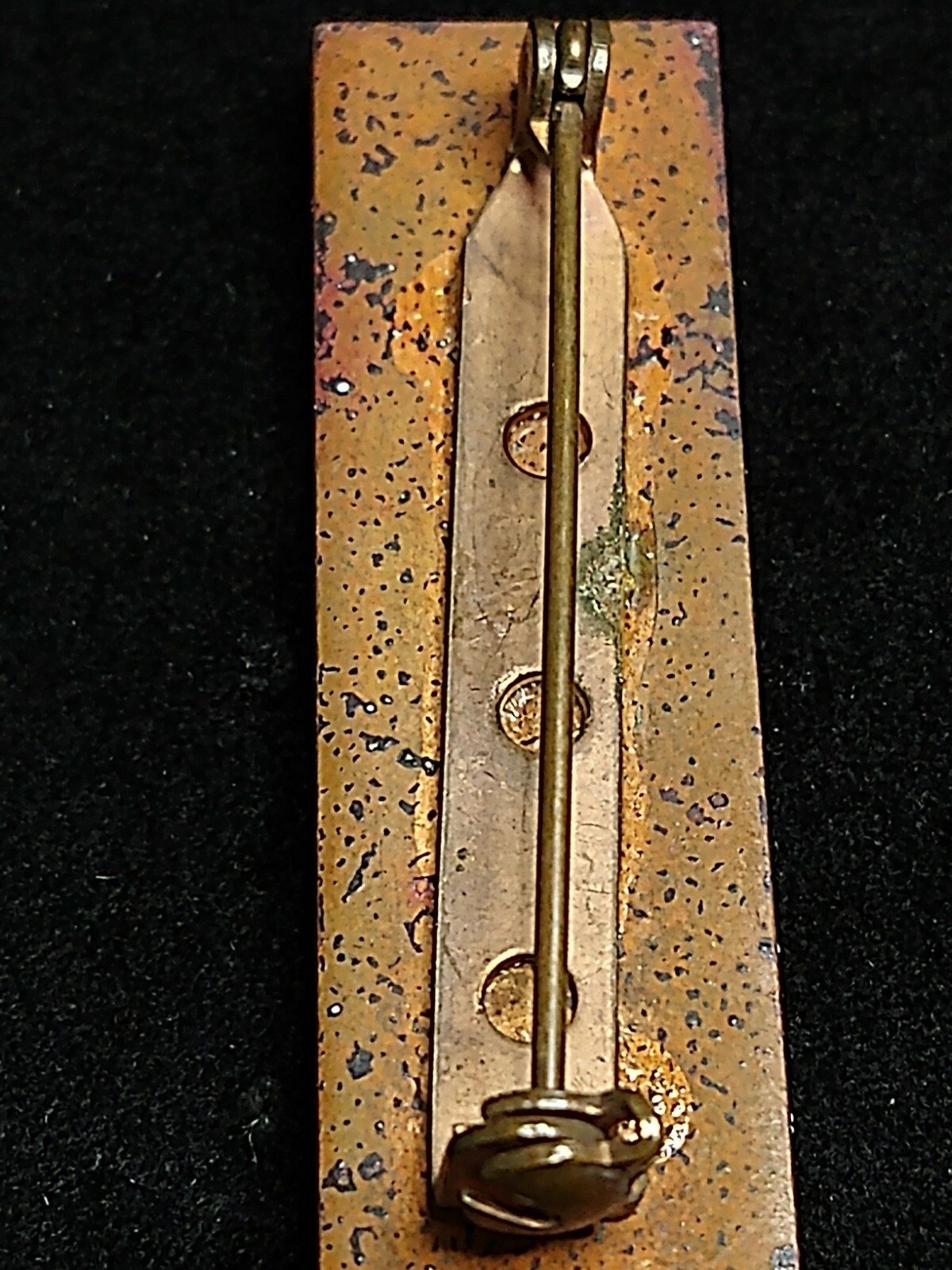 Antique Solid Copper Enameled Abstract Brooch 1.7… - image 9